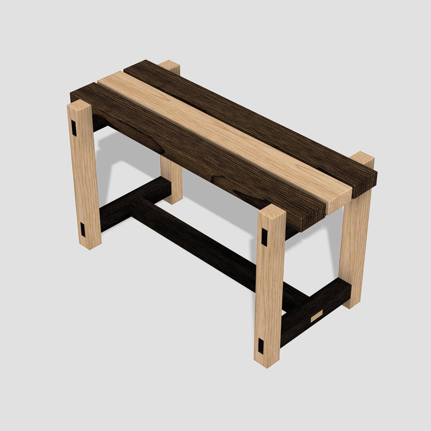 Zenworks Mixed Base Walnut Maple Top Sitting Bench